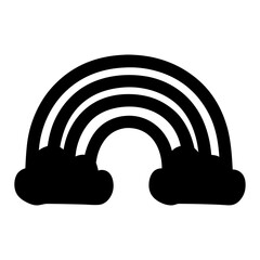 Simple Silhouette of a Rainbow with Clouds on Each End Design