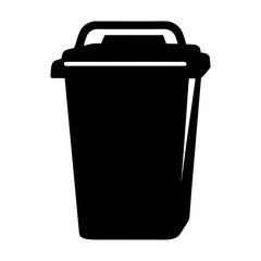 Simple black silhouette of a garbage can with a lid and handle
