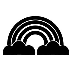 Monochrome rainbow with four arches and clouds at both ends, simple image