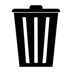 Silhouette of a black trash can with a lid used for garbage