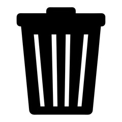 A Simple Black and White Graphic Depiction of a Trash Can Icon