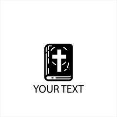 Obraz premium Minimalist Al-Kitab (Bible) Logo Vector ­– Holy Book Icon Isolated on White Background