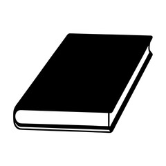 Solid black book with white pages on a white isolated background