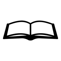 Open book silhouette icon representing reading learning and education concept