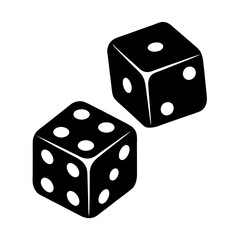 Two black dice showing the numbers one and six on a white background