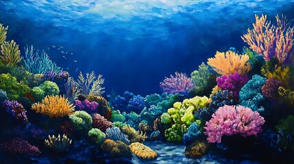 Fototapeta premium A vibrant coral reef teeming with colorful marine life