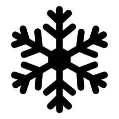 Simple black and white snowflake illustration for winter weather and holiday season