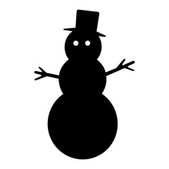 A striking silhouette of a snowman wearing a top hat against white backdrop