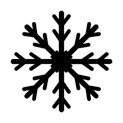 Simple Black Silhouette of a Snowflake on a White Background