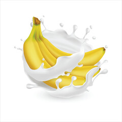 Banana yogurt milk isolated on white background