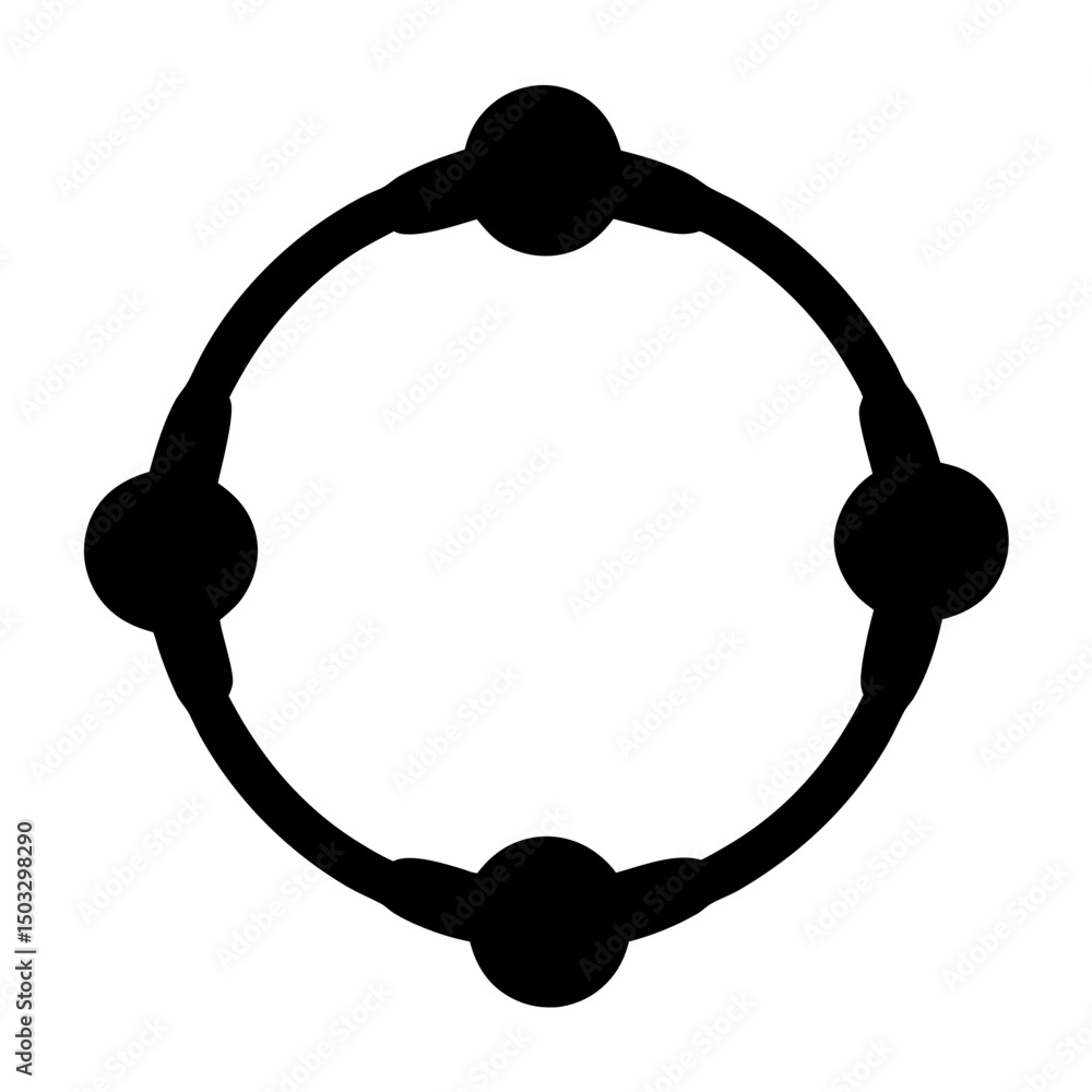Poster circular arrangement with four equidistant nodes connected by curved segments