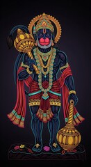 Obraz premium hanuman wallpaper hd 1080p animation 9:16 for mobile phone screen wallpaper | hanuman ji photo hd 4k | hanuman ji wallpaper 4k | hanuman jayanti neon background poster