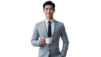 Confident Businessman Holding Coffee Cup