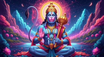 hanuman wallpaper hd 1080p animation 16:9 for laptop desktop |  hanuman ji photo hd 4k | hanuman ji wallpaper 4k | hanuman jayanti neon background poster