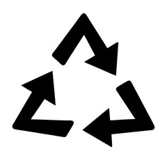 Simple Black Recycle Symbol with Triangular Arrows on Clean White Background