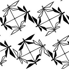 Minimalist Dragonfly Pattern – Geometric Circular Flight Formation