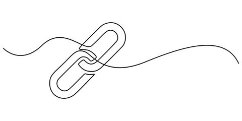 Obraz premium Chain link icon continuous one line drawing isolate outline vector illustration, Linear background of chain. One continuous line drawing of a chain. Vector illustration. Chain icon in continuous line.