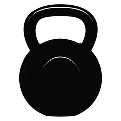 Black silhouette of a kettlebell depicting weightlifting training exercise and workout fitness
