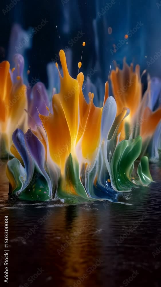 Aufkleber colorful paint splashes and reflections create an abstract art design with vibrant hues and dynamic 