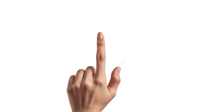 Hand pointing up, index finger extended, gesture, touch screen, click, tap