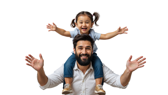 Happy father and daughter playing together