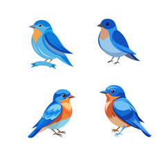 set of blue birds