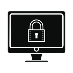 Minimalist Black & White Computer Monitor Security Icon