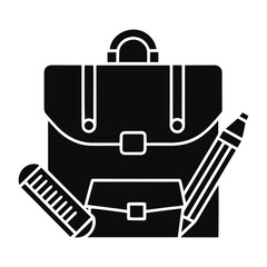 Minimalist Black & White Silhouette of Bags and Office Supplies