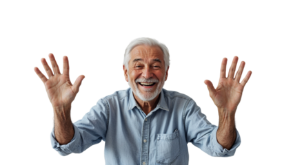 Happy senior man waving hello