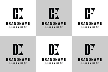 Letters CC CE CF DC DE DF Logo Set, for CC CE EC CF FC DC CD DE ED DF DF Initials