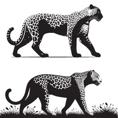Leopard Silhouette Vector | Clean Wild Animal Illustration Isolated on White Background