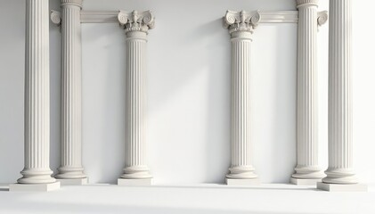Elegant Roman columns against a pristine white backdrop , simple, aesthetic
