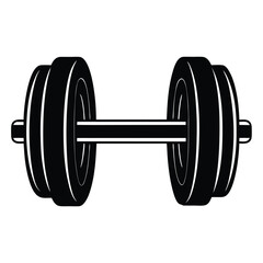 Black and white dumbbell illustration representing fitness strength training and exercise for sports