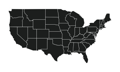 Simple Black Silhouette of the United States of America