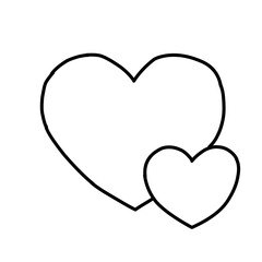 Hand Drawn red heart on white background