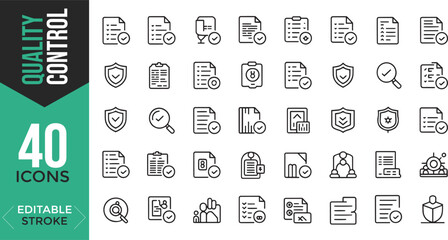 Quality Control Icon Set – Inspection, Testing, QA & Process Management Vectors

