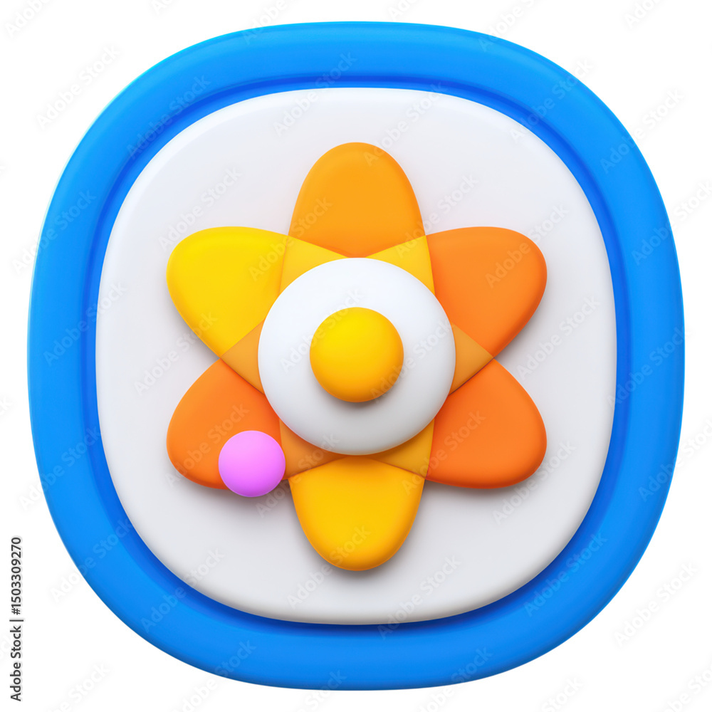 Poster colorful abstract icon with atom shape and vibrant gradient design, isolated on transparent backgrou