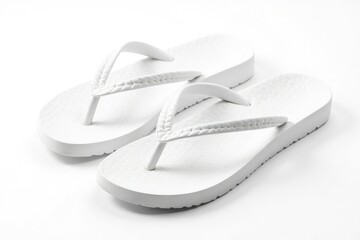 Pair of white flip-flops, isolated white backdrop, thongs, product photography, photography