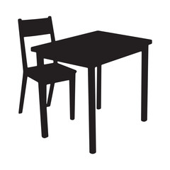 Chair and table silhouette vector illustration Silhouette white Background