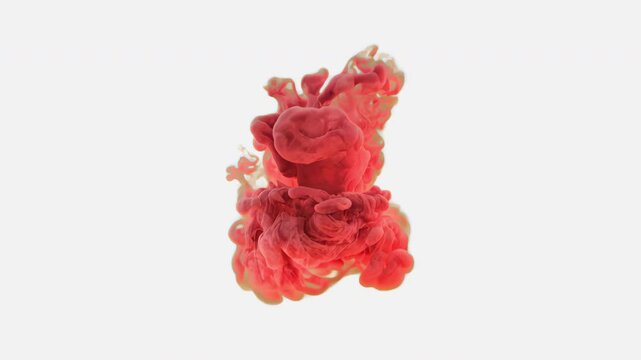 Vibrant red ink swirl animated overlay, transparent 4K video