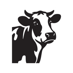Cow Art Vector Silhouette Illustration Silhouette white Background