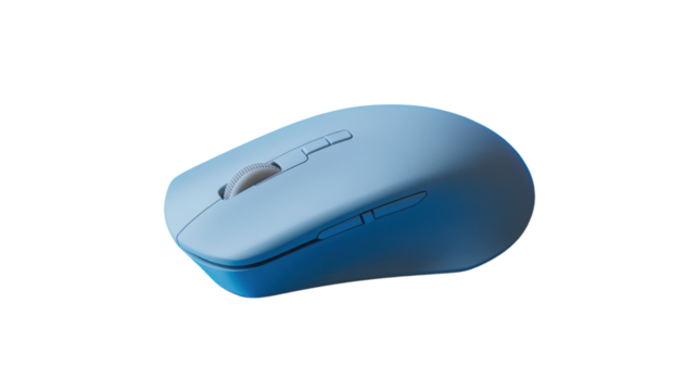 Modern Wireless Mouse with Scroll Wheel and Buttons on Transparent Background