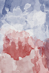 Abstract hand painted watercolor background with copy space. Beautiful illustration for text and advertising, watercolor blurred gradients, red, white and blue