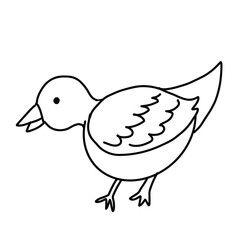 Fototapeta premium black and white line. Duck on white background. Cartoon Style Illustration