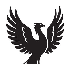 Phoenix Silhouette Vector Illustration Silhouette white Background. 