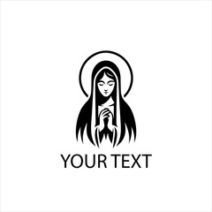 Minimalist Virgin Mary Logo Vector – Mother Mary Icon Isolated on White Background