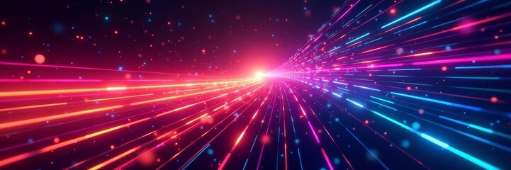 Obraz premium Bright and dynamic multicolored lines composition, illustration, dynamic, creative