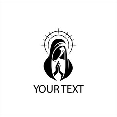 Minimalist Virgin Mary Logo Vector – Mother Mary Icon Isolated on White Background