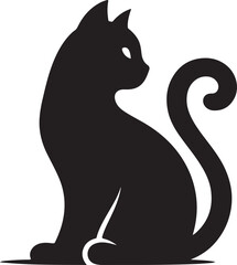Minimalist Sitting Black Cat Silhouette Vector