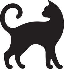 Minimalist Sitting Black Cat Silhouette Vector